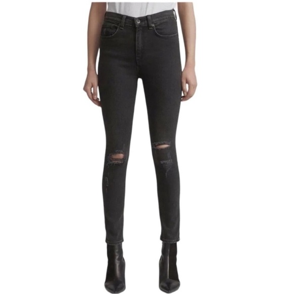 rag & bone JEAN High-Rise Distressed Ankle Skinny Jeans - Picture 2 of 10